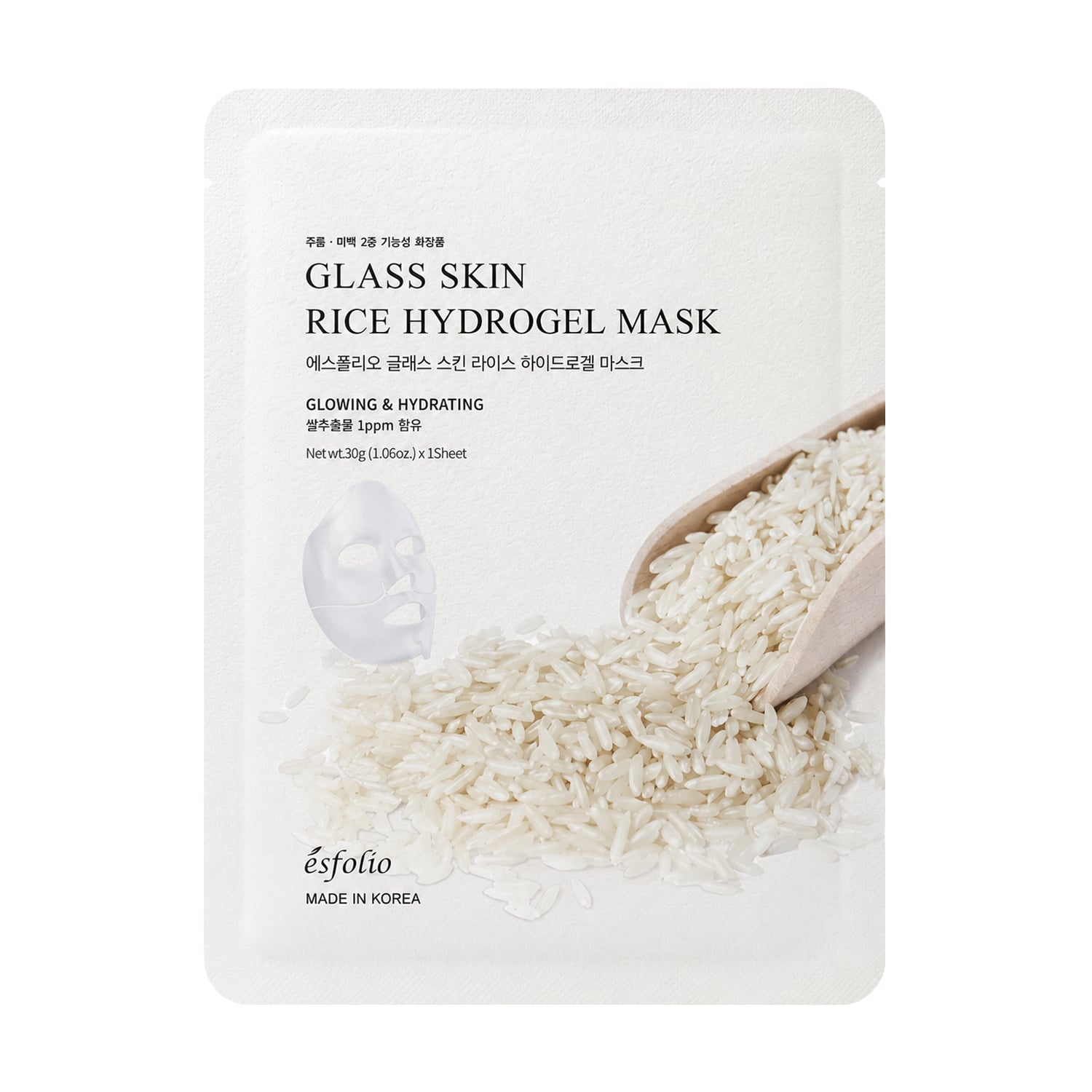 Гідрогелева маска для обличчя Esfolio Glass Skin Rice Hydrogel Mask, 30 г